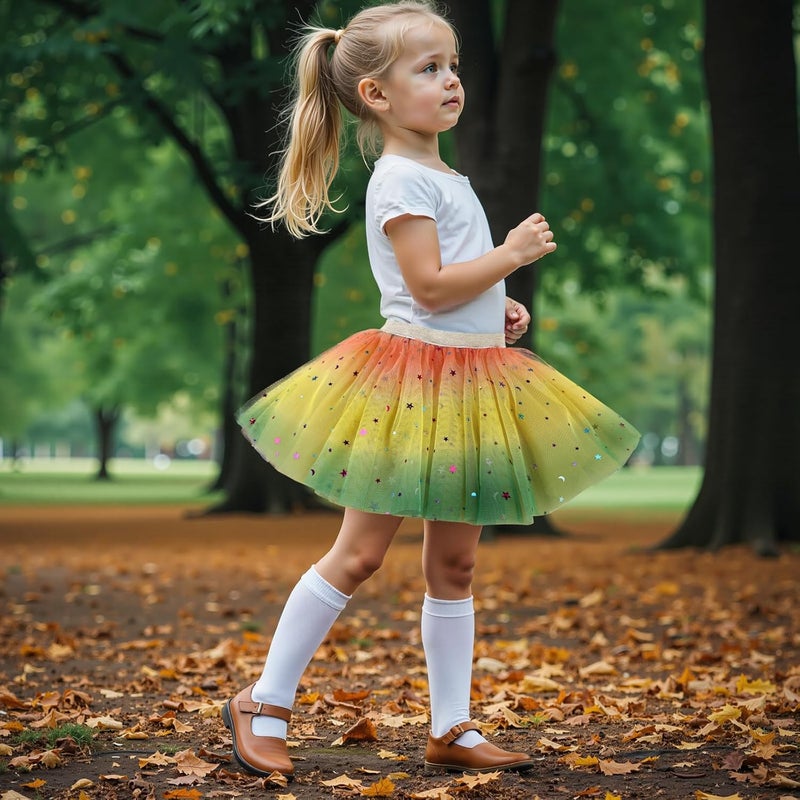 Revkokmx Girls Layered Rainbow Tutu Skirt Dance Dress Ruffle Tiered Clubwear - Image 5